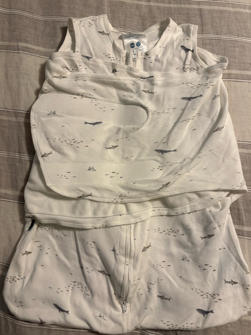 Halo Cotton Sleepsack 3-Way Swaddle, TOG 1.5, Ocean Life, Newborn 0-3Month - Picture 2 of 3